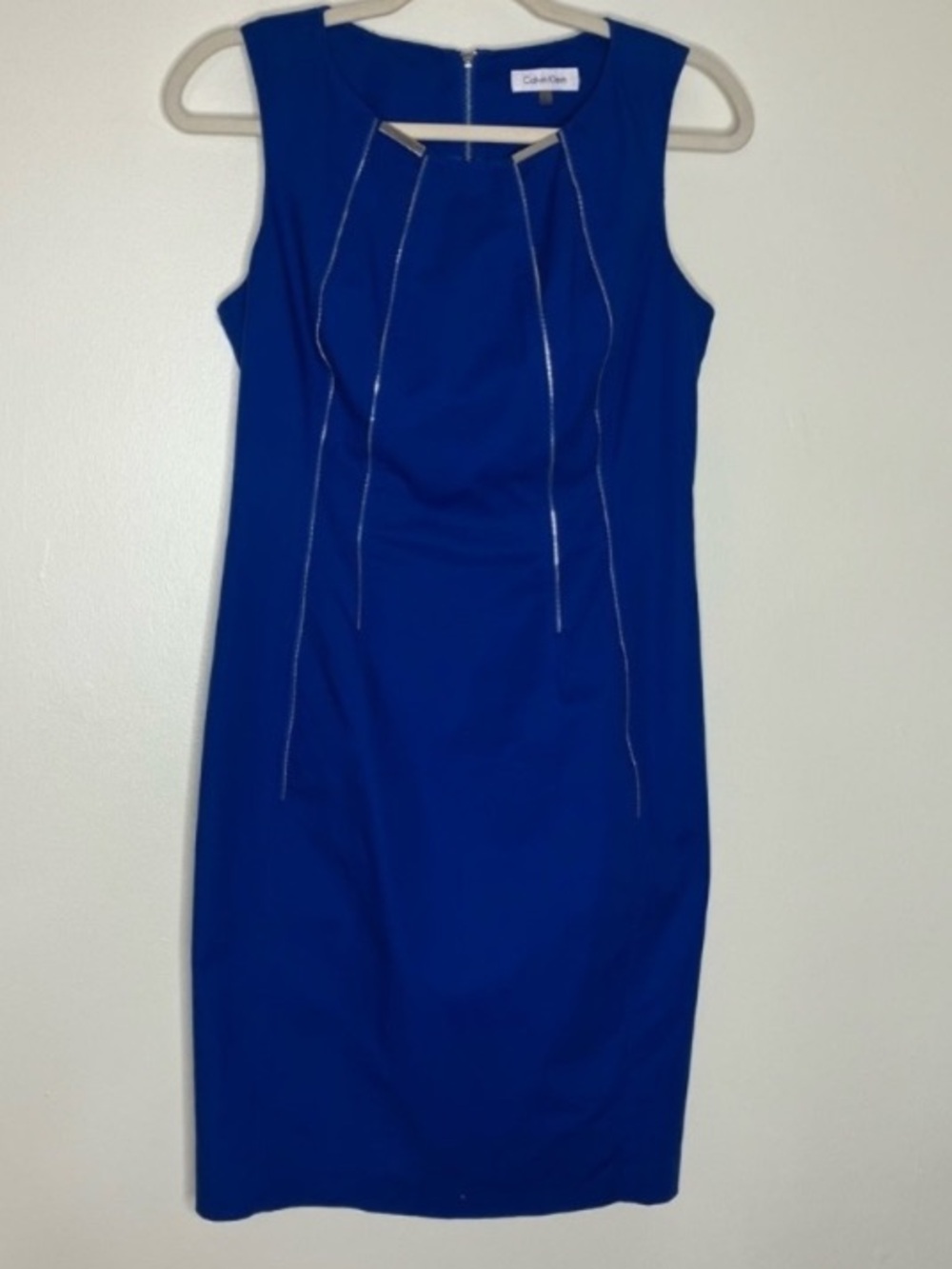 Calvin Klein royal blue zipper detail sheath dress 4